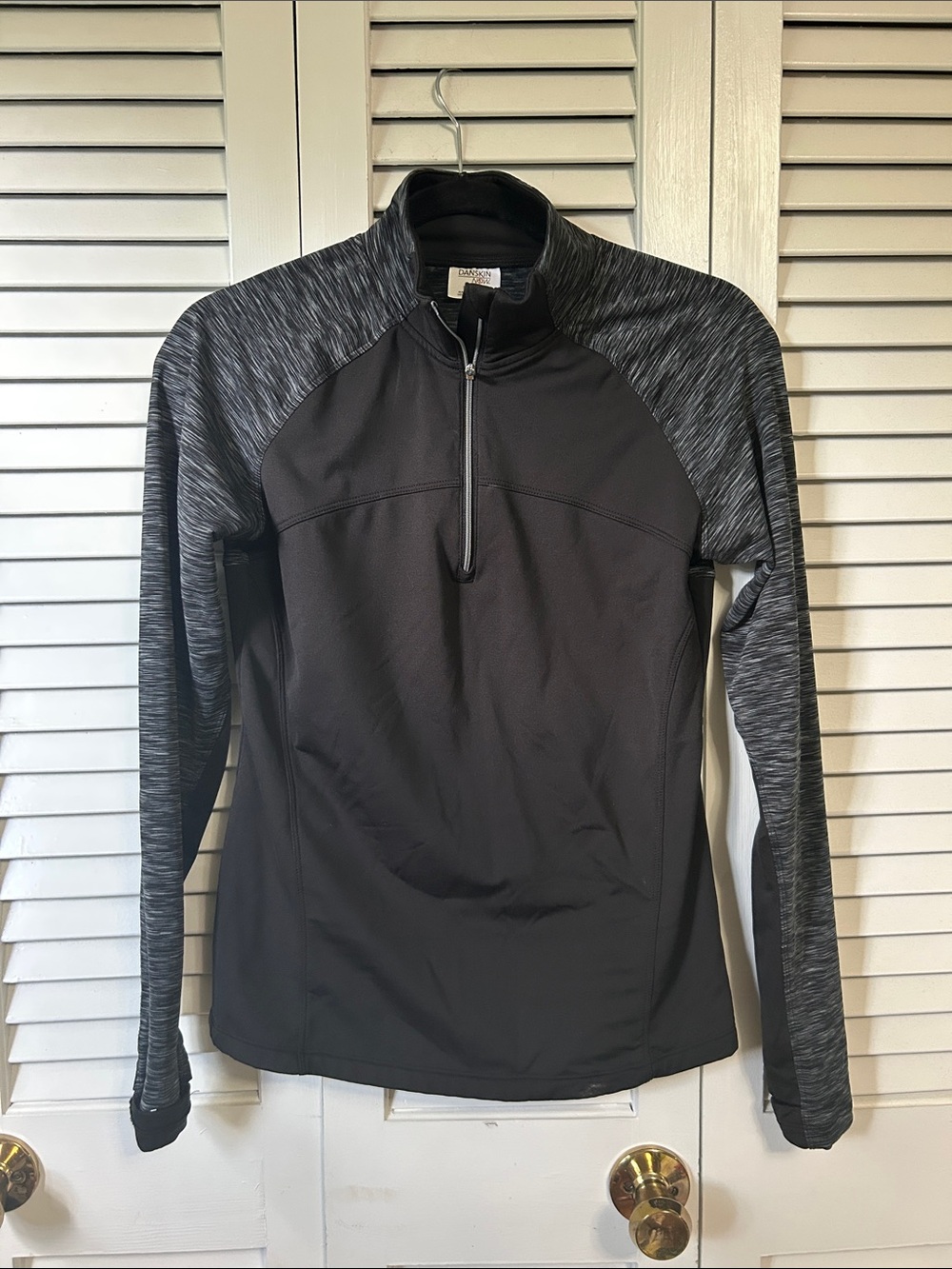 Danskin Black Half-Zip Pullover with Heathered Gray Sleeves